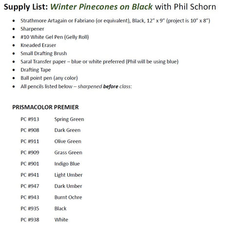 Winter Pinecones on Black - Pajama Class with Phil Schorn