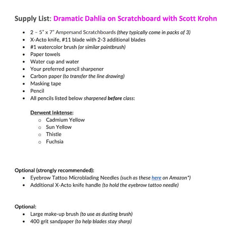 Dramatic Dahlia on Scratchboard - Pajama Class with Scott Krohn