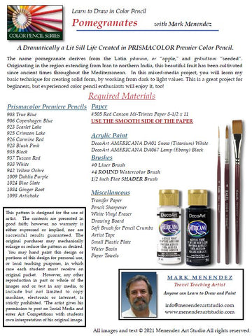 Mark Menendez: Pomegranates Colored Pencil and Mixed Media Tutorial