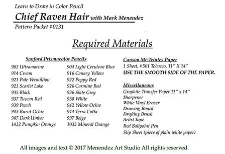 Mark Menendez: Chief Raven Hair Colored Pencil Tutorial Digital Download