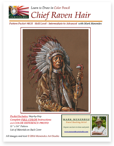 Mark Menendez: Chief Raven Hair Colored Pencil Tutorial Digital Download