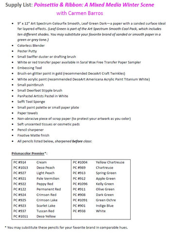 Poinsettia & Ribbon: A Mixed Media Winter Scene - Pajama Class with Carmen Barros