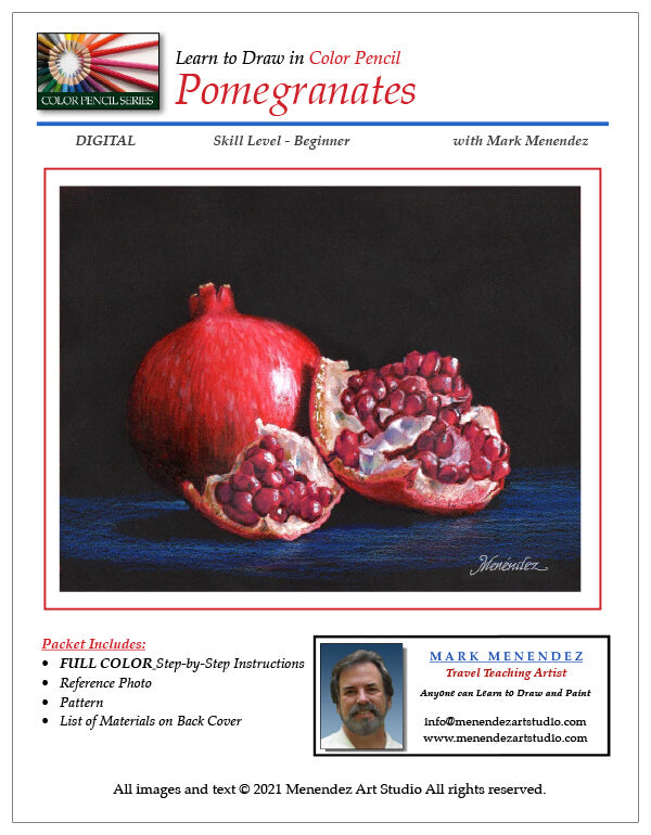 Mark Menendez: Pomegranates Colored Pencil and Mixed Media Tutorial