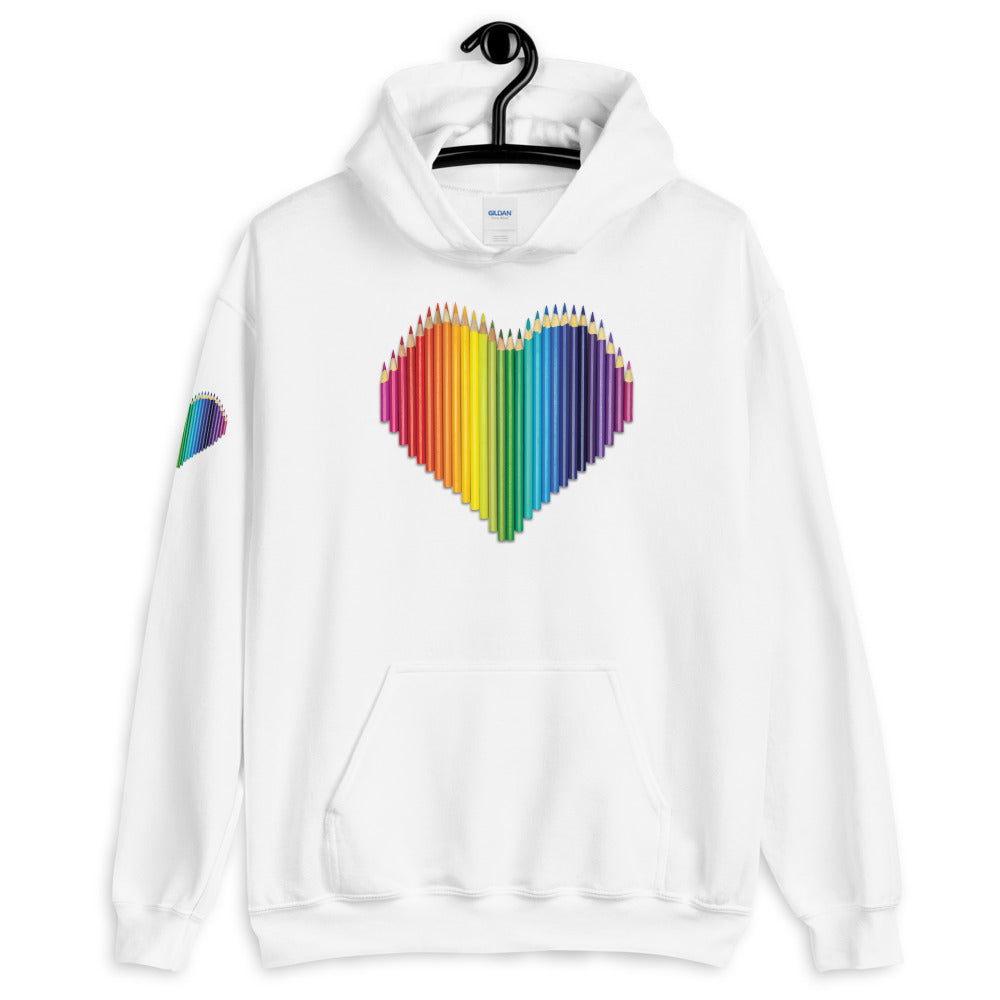 Colored Pencil Heart Hooded Sweatshirt